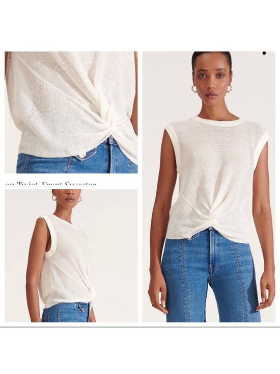 Veronica Beard Tops - VERONICA BEARD Kellen Twist Front Sleeveless Linen Sweater Ivory Medium